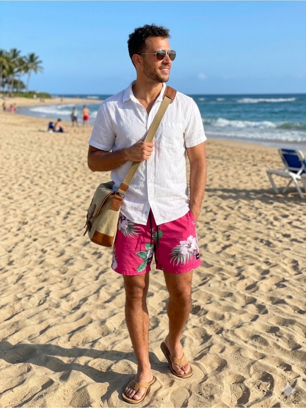 VANS Men’s Hot Pink Floral Swim Trunks. Size M